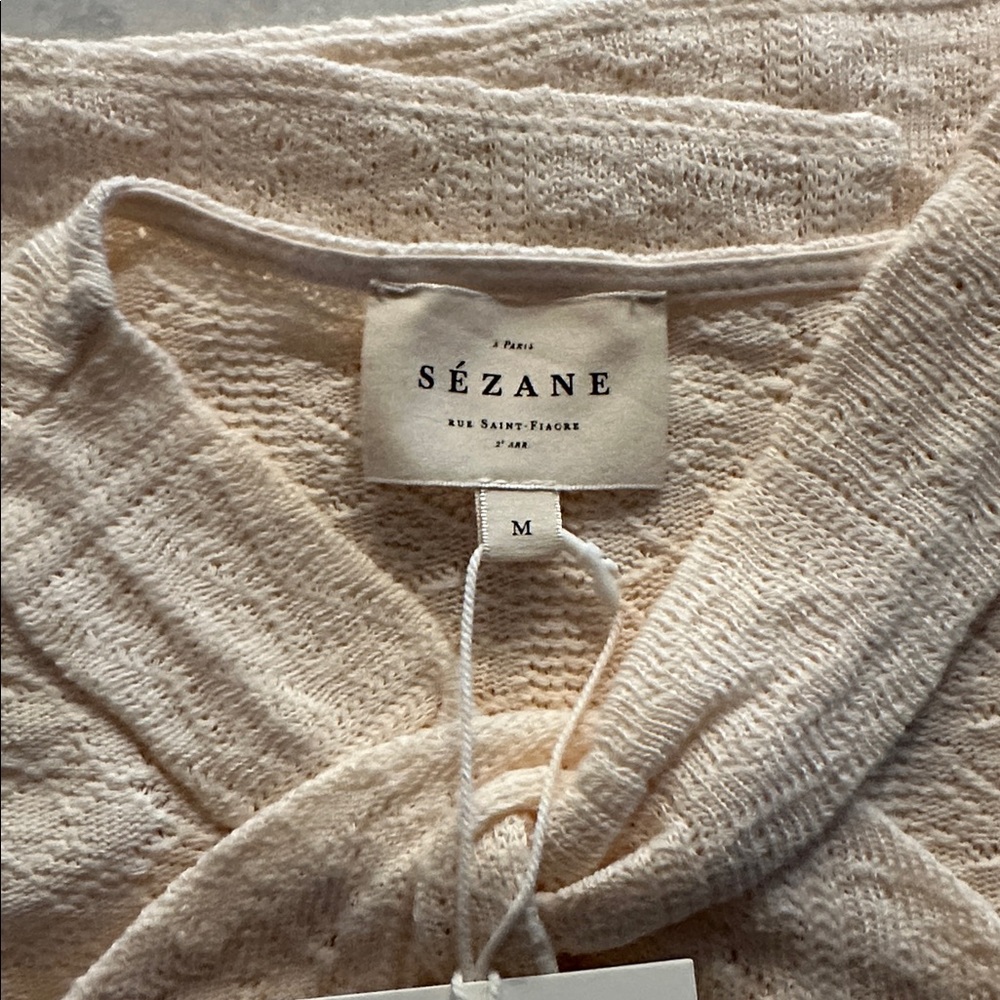 New! Sezane Cream Cotton Draped Tank Size Medium - Picture 5 of 6
